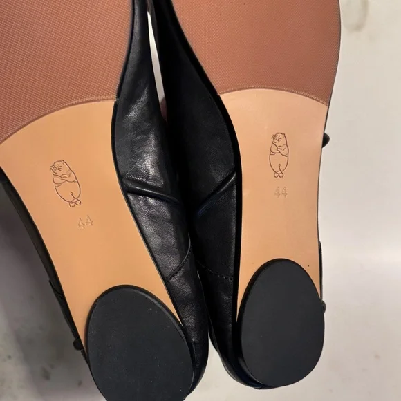 WoodchuckSato Black Leather Split-Toe Tabi Fold Ballerina Ballet Flats - Picture 3 of 12